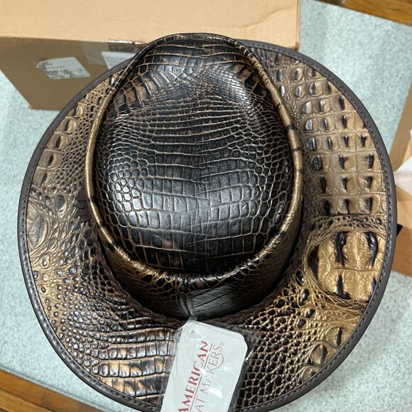 Crocodile Cowboy Hat Men XXL Monty Genuine Leather Outback Embossed - Picture 2 of 6